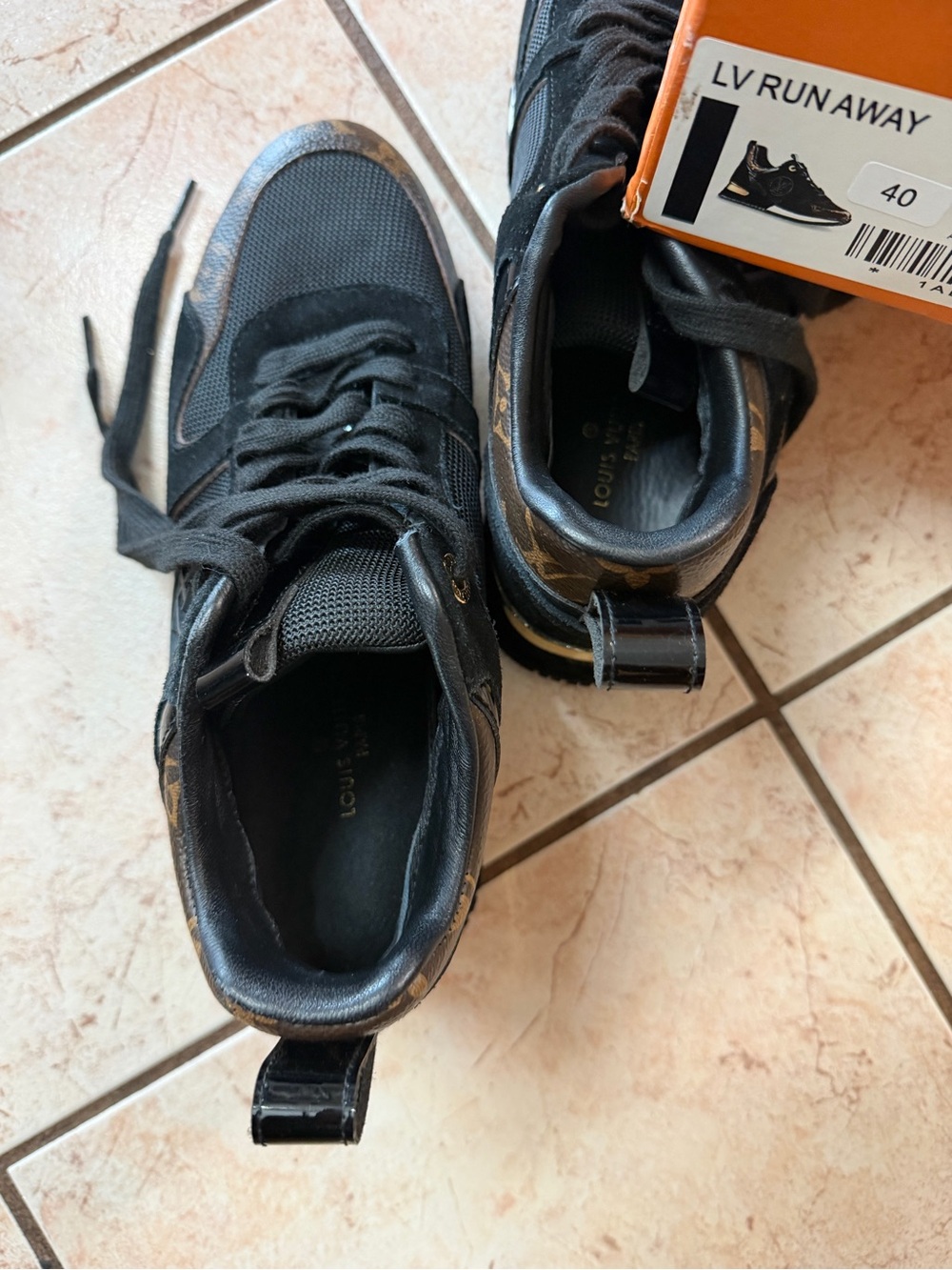 Louis Vuitton Black Sneakers with Monogram Heel Accents